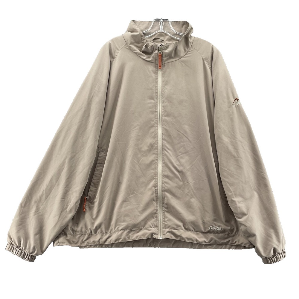 Cabela's Golf Windbreaker Men XL Beige Outdoor Performance Sportswear Preppy 90s